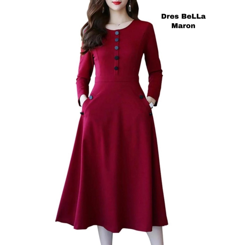 Baju Korea Drs Bella Su Maroon Baju Korea Drs Bella Su Maroon