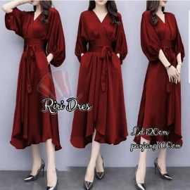 Baju Korea Drs Riri Hn Maroon