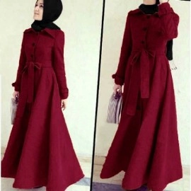 Baju Wanita Long Coat Abudhabi Rw Maroon