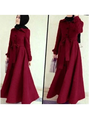 Baju Wanita Long Coat Abudhabi Rw Maroon