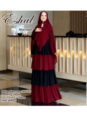 Baju Korea Hj Syari Eshal Mg Maroon