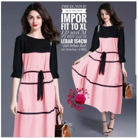 Baju Korea Drs Novie Mb Pink