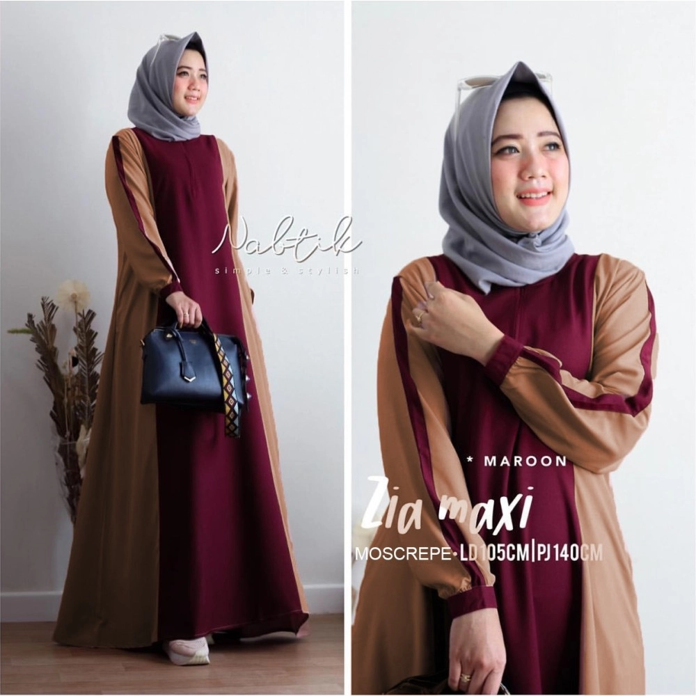 Baju Korea Hj Maxi Zia On Maroon