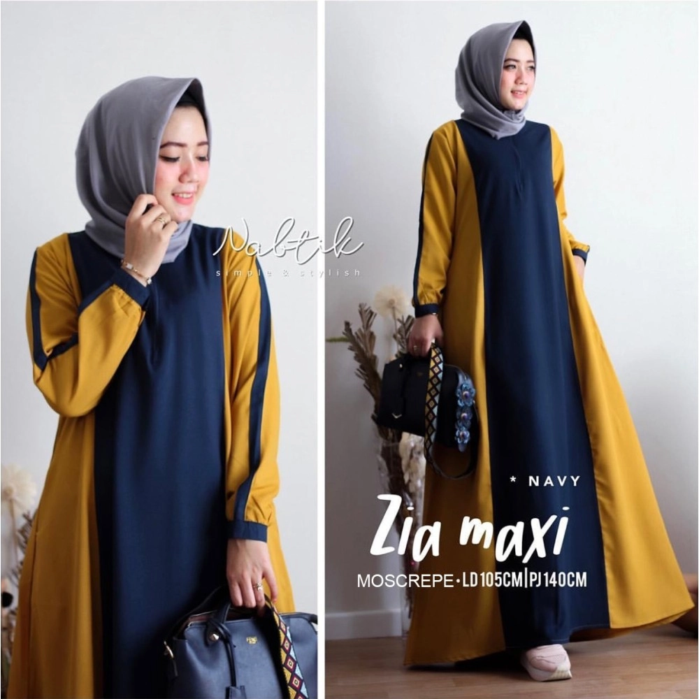 Baju Korea Hj Maxi Zia On Navy