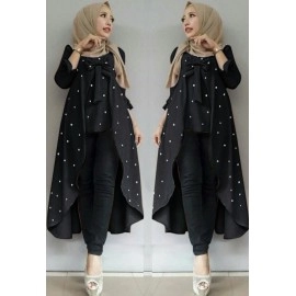 Baju Korea Tunik Viane Mutiara Hitam