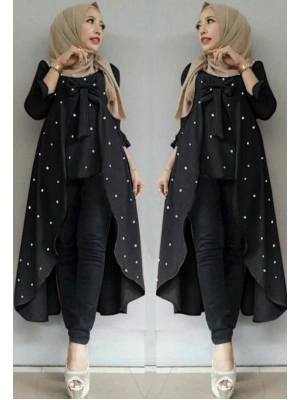 Baju Korea Tunik Viane Mutiara Hitam