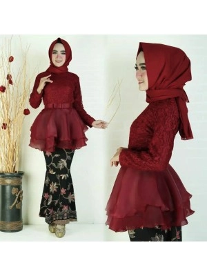 Baju Korea St Kb Organza Ra Duyung Maroon
