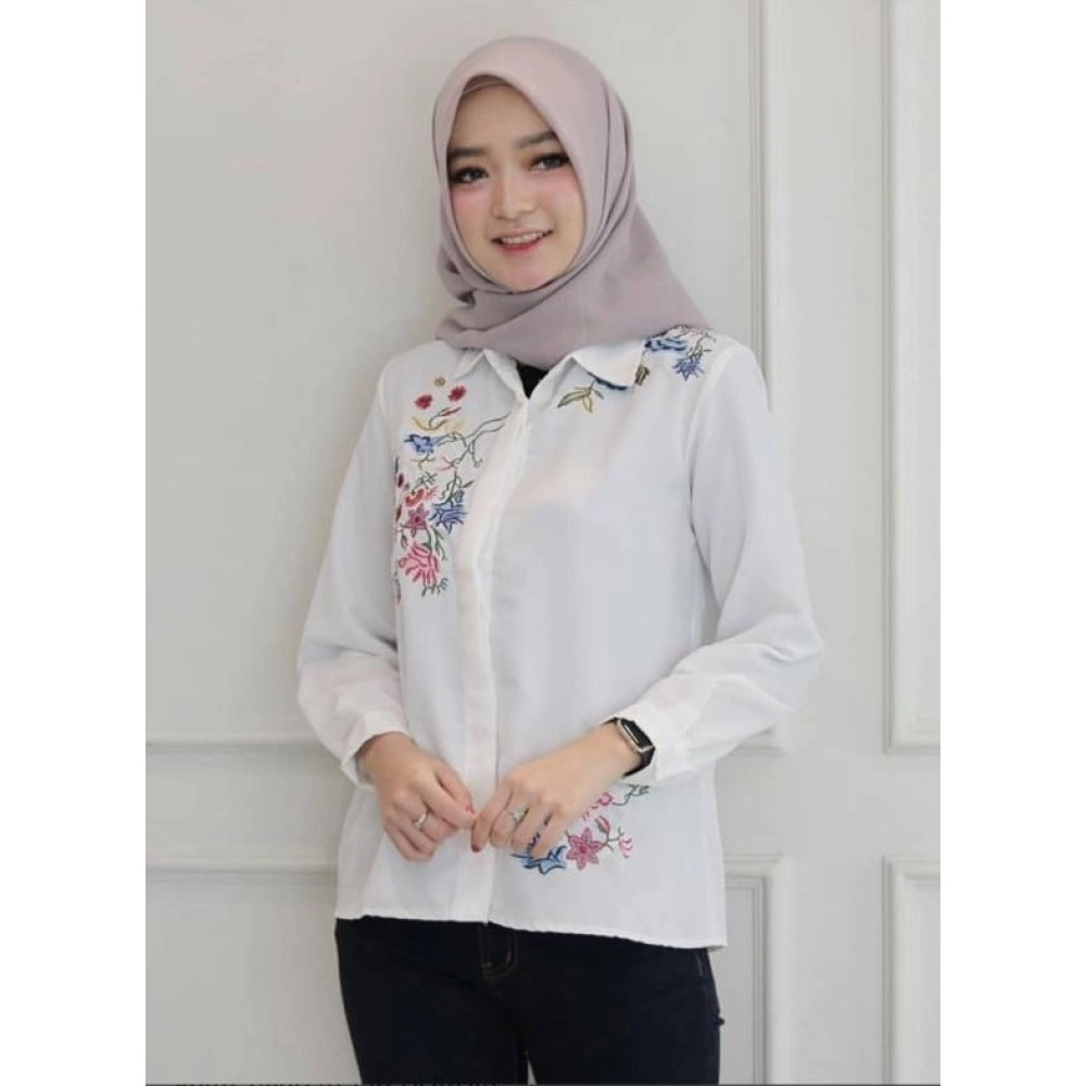 Baju Korea Kmj Flowrisa Fl Putih Baju Korea Kmj Flowrisa Fl Putih