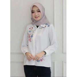Baju Korea Kmj Flowrisa Fl Putih