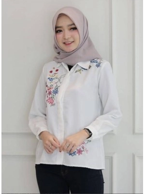 Baju Korea Kmj Flowrisa Fl Putih