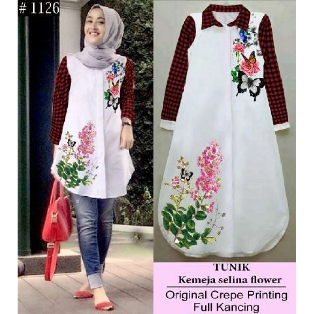 Baju Korea Tunik Selina Red Baju Korea Tunik Selina Red