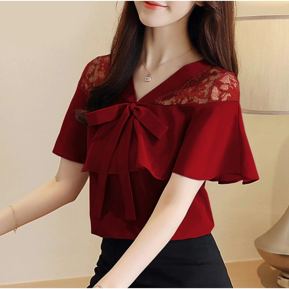 Baju Korea Blouse Yovita Ij Maroon Baju Korea Blouse Yovita Ij Maroon