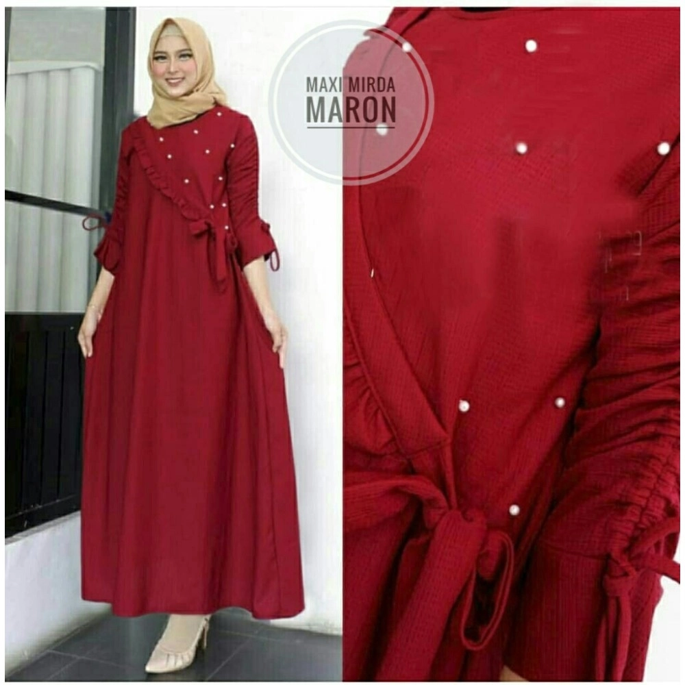 Baju Korea Hj Maxi Mirdaro Maroon Baju Korea Hj Maxi Mirdaro Maroon