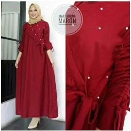 Baju Korea Hj Maxi Mirdaro Maroon