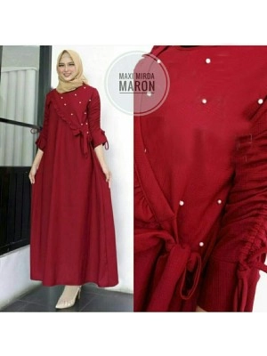 Baju Korea Hj Maxi Mirdaro Maroon