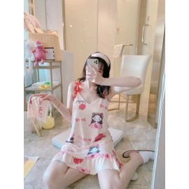 Baju Korea Drs Rumbai Girlstrawberry Cream