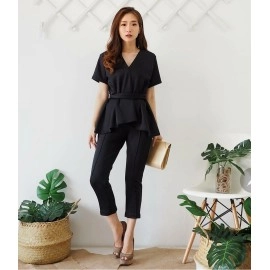 Baju Korea St Melvi Hitam