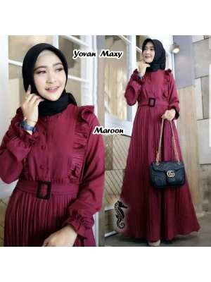 Baju Korea Hj Maxi Yovan Ij Maroon