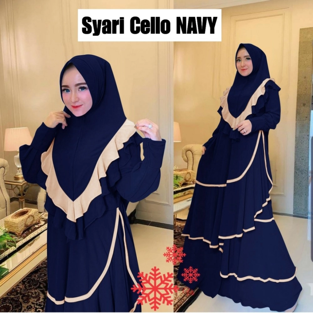 Baju Wanita Hj Syari Cello Vs Navy