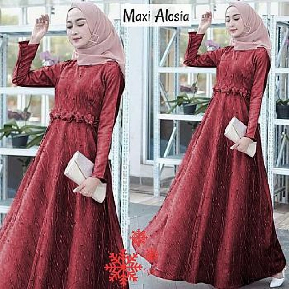 Baju Wanita Hj Maxi Alosia Vs Maroon Baju Wanita Hj Maxi Alosia Vs Maroon