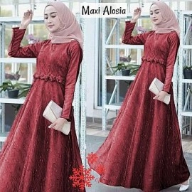 Baju Wanita Hj Maxi Alosia Vs Maroon