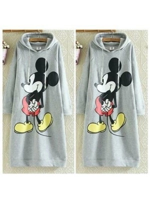 Baju Wanita Drs Hoodie Mickey To Abu