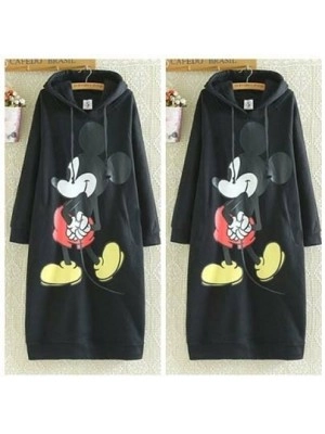 Baju Wanita Drs Hoodie Mickey To Black