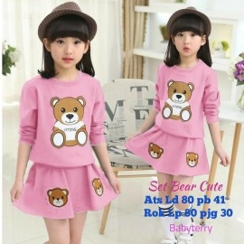 Baju Anak Kd St Rok Bear Ga 186 Pink