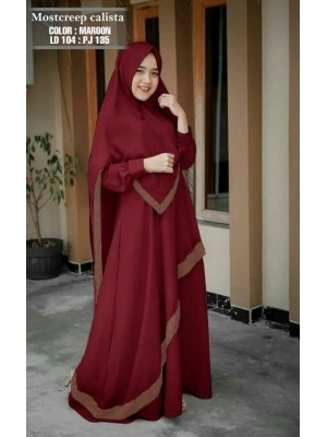 Baju Korea Hj Gamis Calita Us Maroon