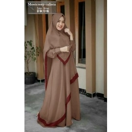 Baju Korea Hj Gamis Calita Us Mocca List Maroon