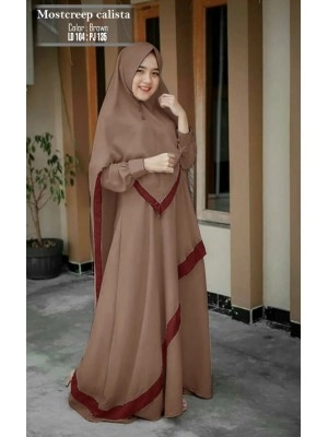 Baju Korea Hj Gamis Calita Us Mocca List Maroon
