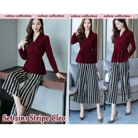 Baju Korea St Stripe Cleo Vl Maroon