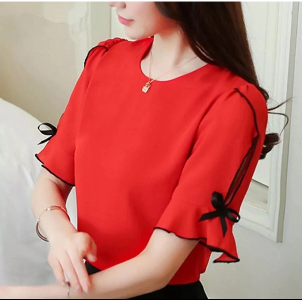 Baju Korea Blouse Valeniro Red Baju Korea Blouse Valeniro Red
