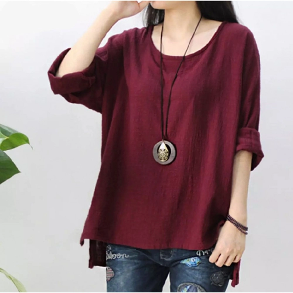 Baju Korea Blouse Irene Sm Maroon