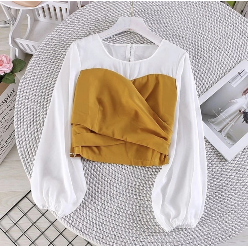 Baju Korea Blouse Kiora Oz Mustard