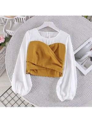Baju Korea Blouse Kiora Oz Mustard