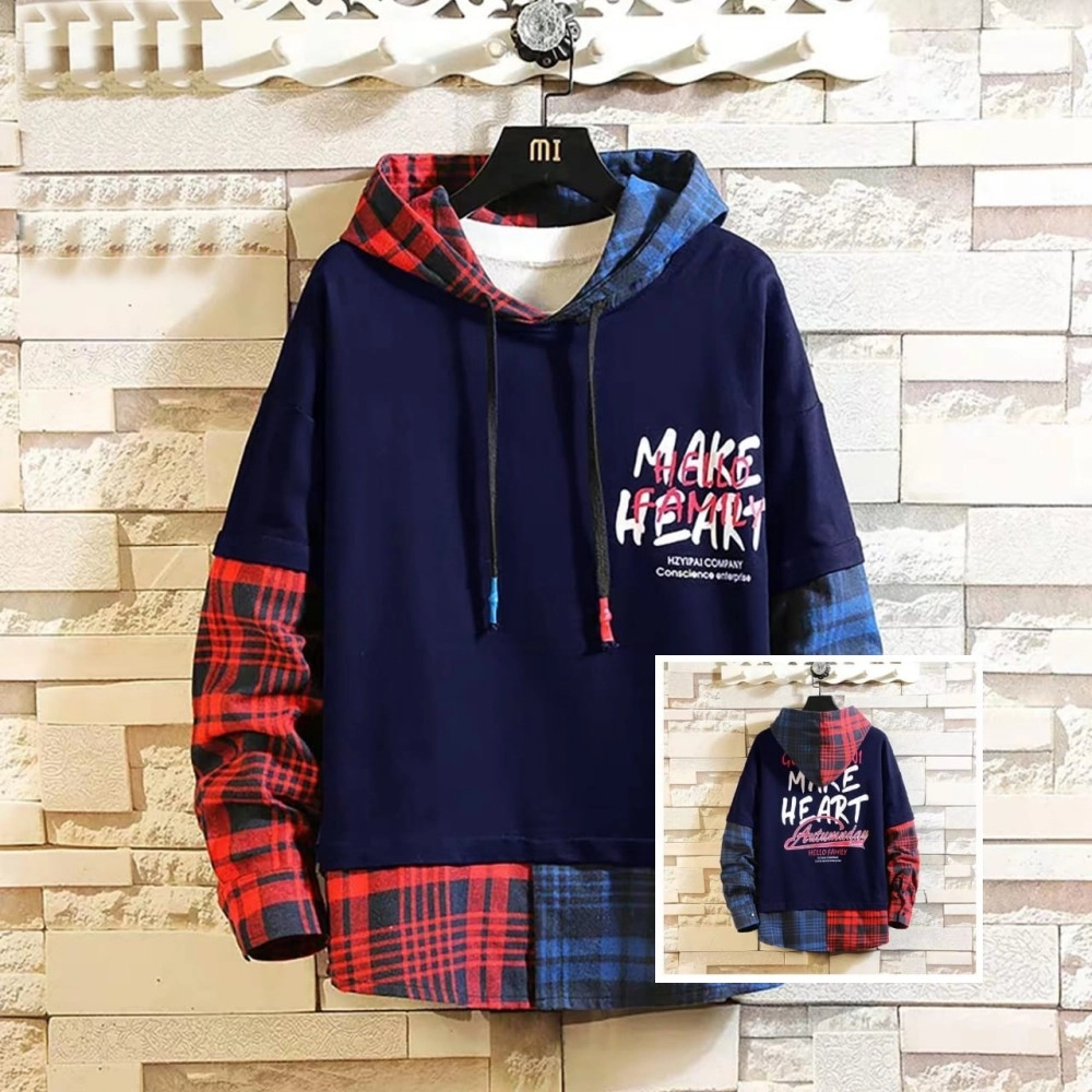 Baju Pria Sw Man Hoodie Heart Cs Navy