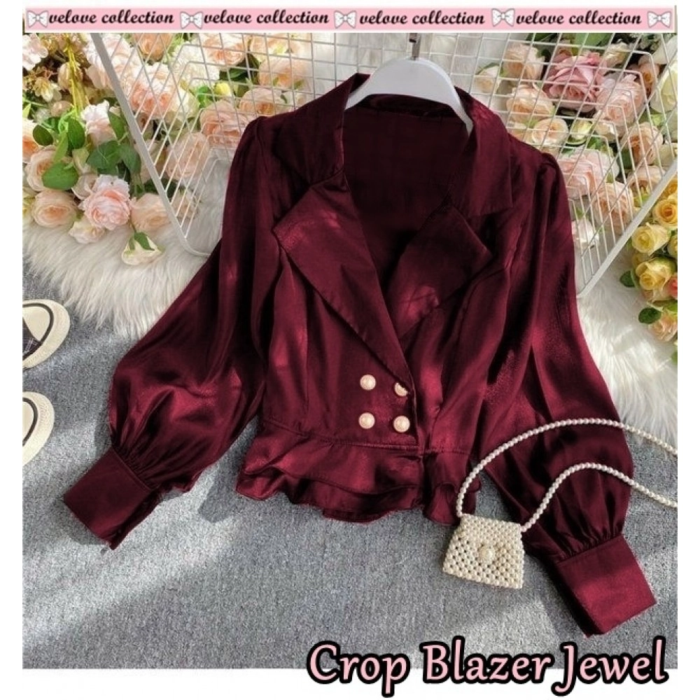 Baju Wanita Crop Blazer Jewel Vl Maroon Baju Wanita Crop Blazer Jewel Vl Maroon