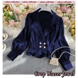 Baju Wanita Crop Blazer Jewel Vl Navy
