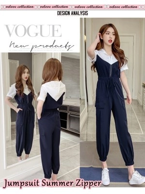 Baju Wanita Jumper Summer Zipper Vl Navy