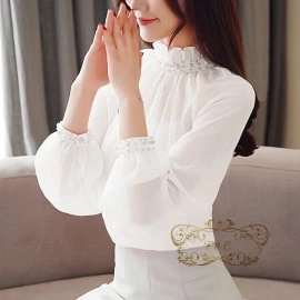 Baju Korea Blouse Santis Ff Putih