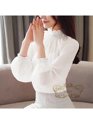 Baju Korea Blouse Santis Ff Putih