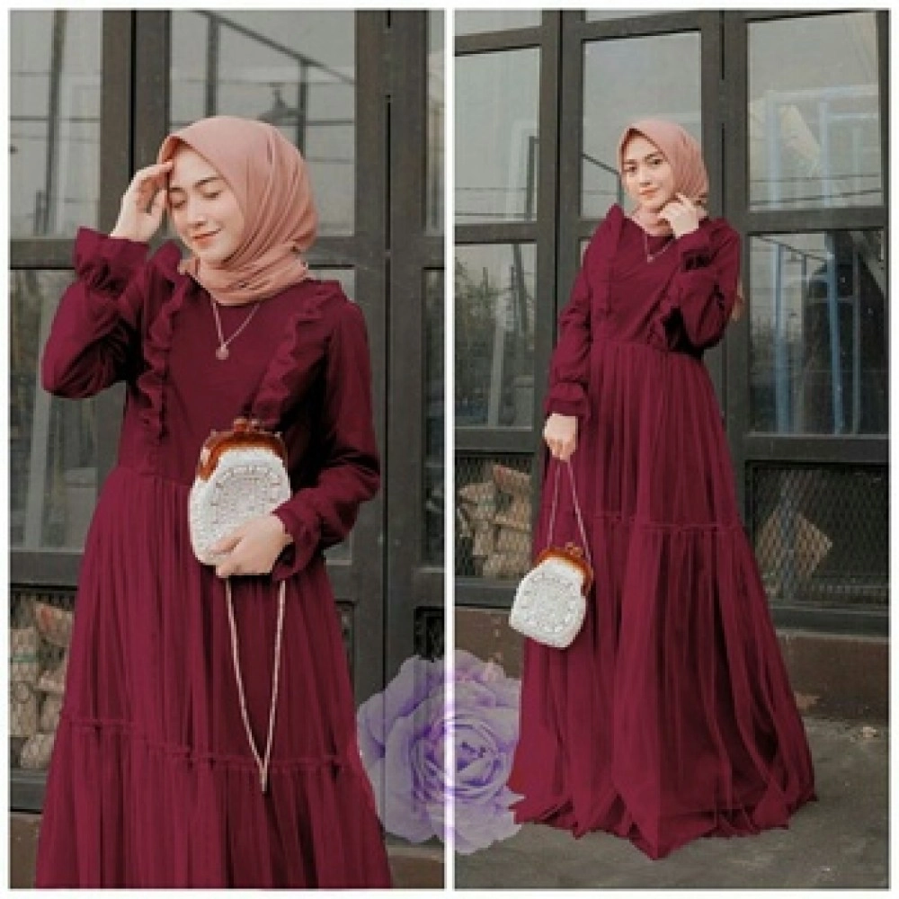 Baju Wanita Hj Maxi Laily Tile Rd Maron Baju Wanita Hj Maxi Laily Tile Rd Maron
