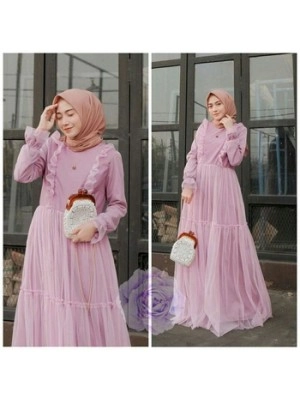 Baju Wanita Hj Maxi Laily Tile Rd Pink