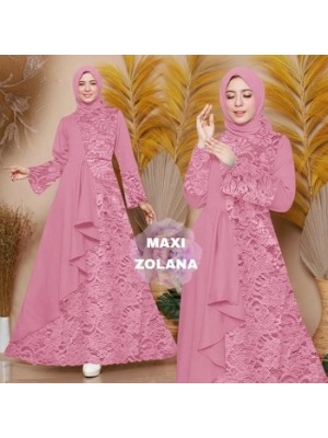 Baju Wanita Hj Maxi Zolana Rd L Brukat Dusty