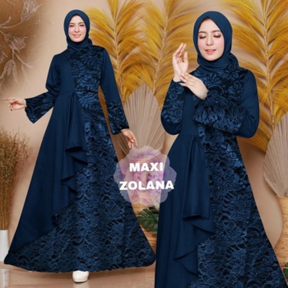 Baju Wanita Hj Maxi Zolana Rd L Brukat Navy Baju Wanita Hj Maxi Zolana Rd L Brukat Navy