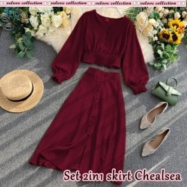 Baju Korea St Skirt Chealsea Vl Maroon