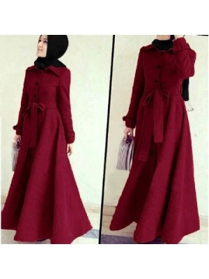 Baju Korea Long Coat Abudhabi Maroon