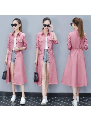 Baju Korea Long Coat Pocket Dusty