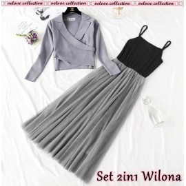 Baju Korea St Wilona 2In1 Vl Abu